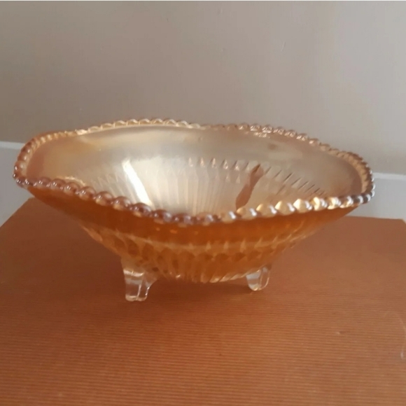 Vintage orange glass candy dish 3X6'' - Picture 3 of 4